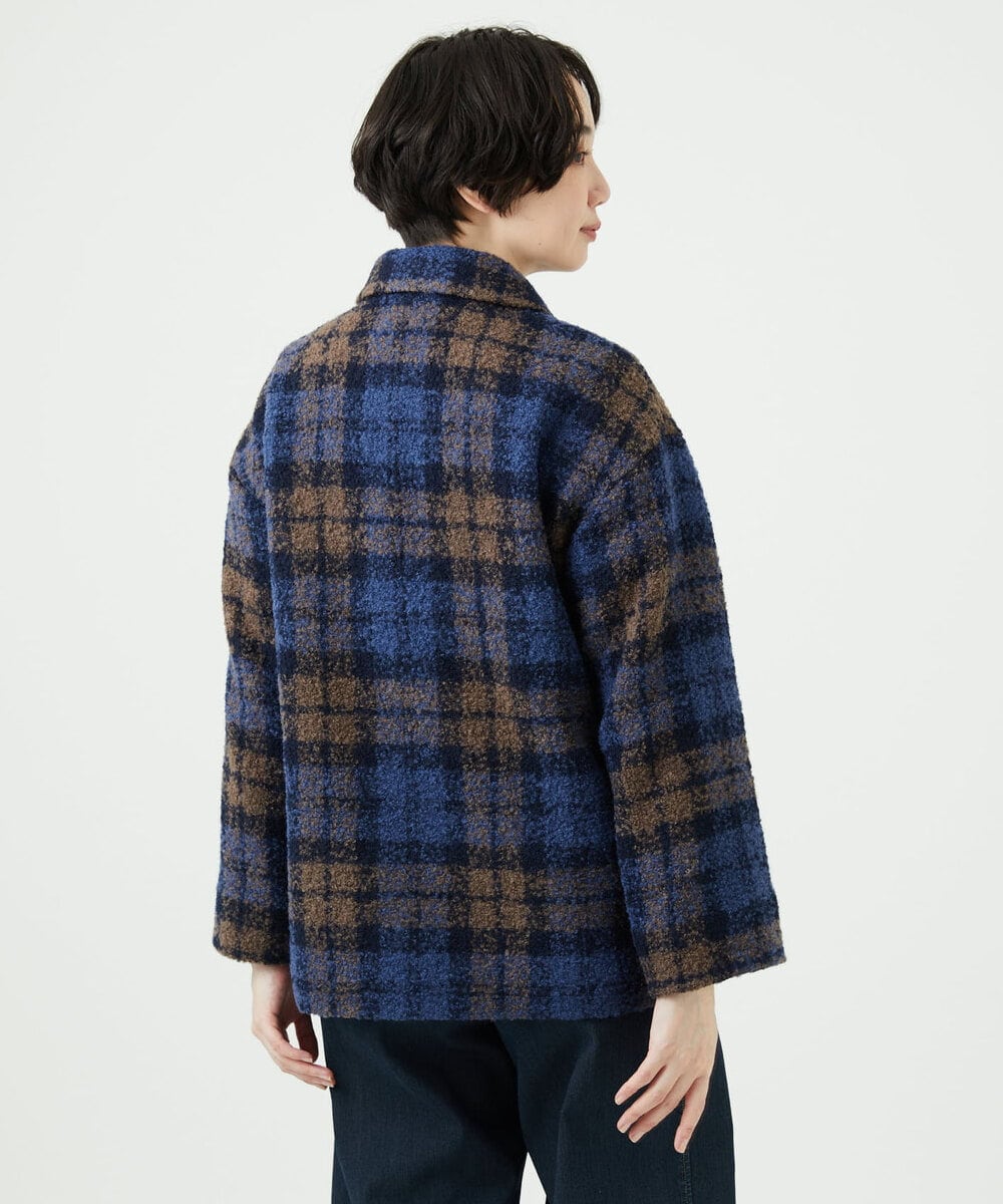 NGVAE33690 GIANNI LO GIUDICE(ジャンニ ロ ジュディチェ) [日本製]ループチェックウールコート ネイビー