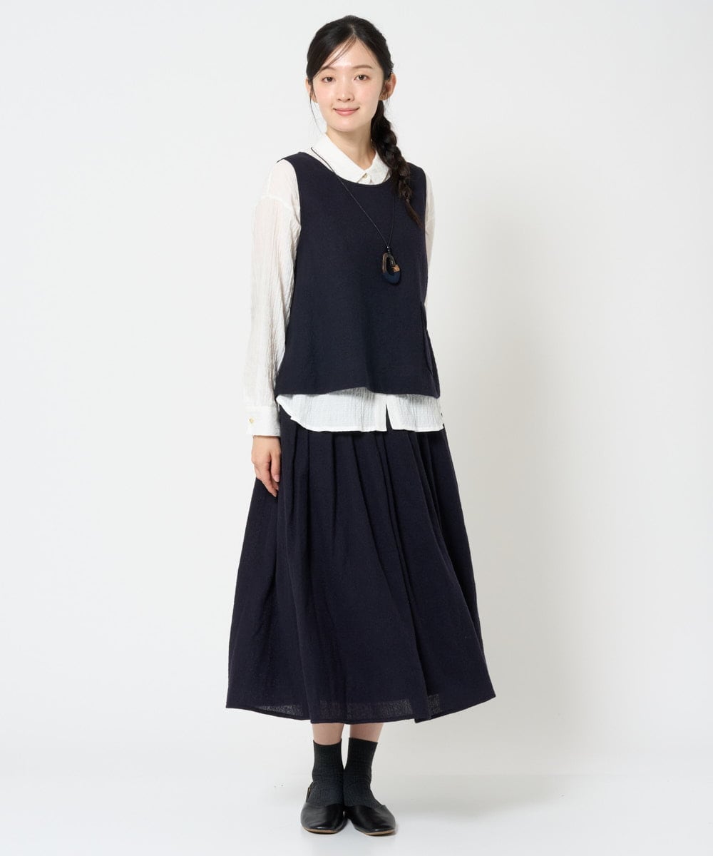 NHBAH46230 GIANNI LO GIUDICE(小さいサイズ)(メゾン ドゥ サンク) ウールリファインガーゼベスト ネイビー