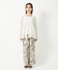 NHBGE54270 GIANNI LO GIUDICE(小さいサイズ)(メゾン ドゥ サンク) リネンからみ織りブラウス ブラウン
