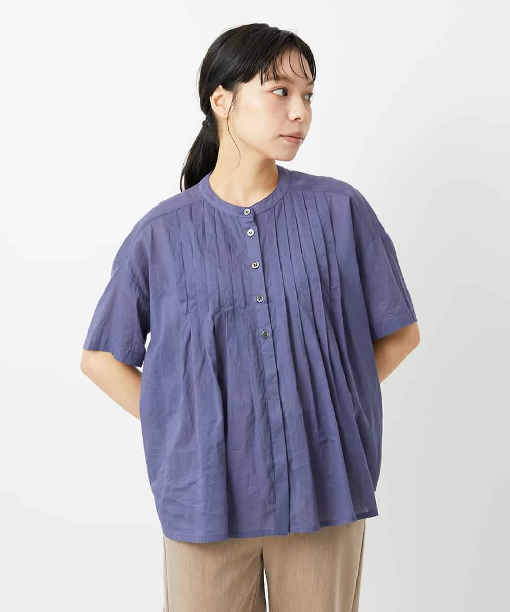 NHBHD01170 GIANNI LO GIUDICE(小さいサイズ)(メゾン ドゥ サンク) コットンボイルピンタックブラウス カーキ