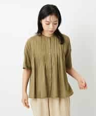 NHBHD01170 GIANNI LO GIUDICE(小さいサイズ)(メゾン ドゥ サンク) コットンボイルピンタックブラウス カーキ