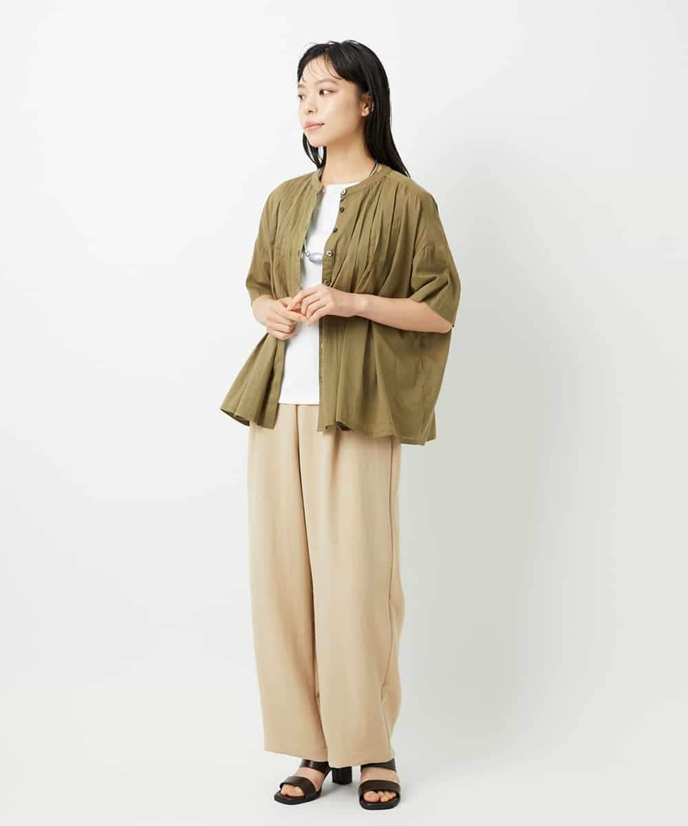 NHBHD01170 GIANNI LO GIUDICE(小さいサイズ)(メゾン ドゥ サンク) コットンボイルピンタックブラウス カーキ
