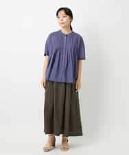 NHBHD01170 GIANNI LO GIUDICE(小さいサイズ)(メゾン ドゥ サンク) コットンボイルピンタックブラウス カーキ