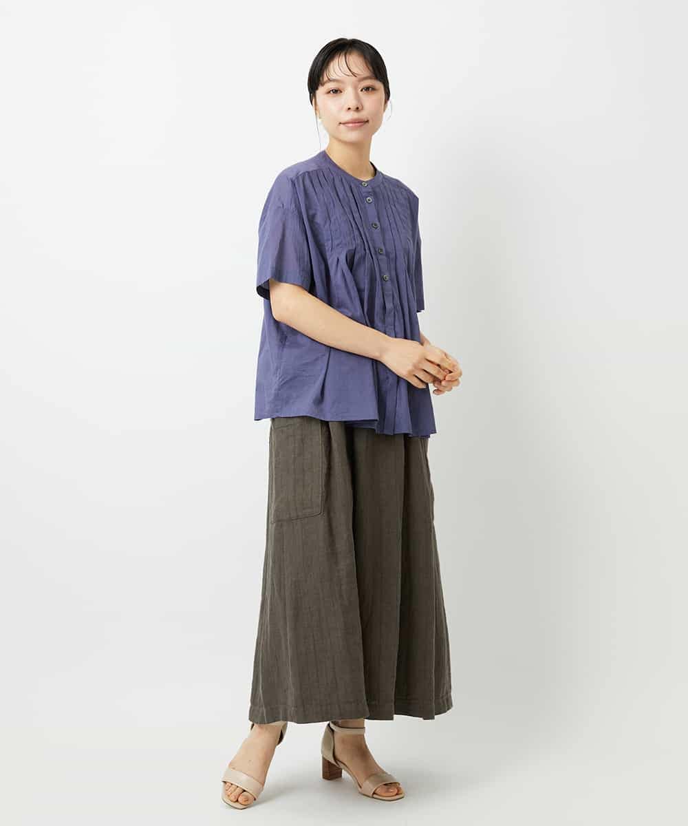 NHBHD01170 GIANNI LO GIUDICE(小さいサイズ)(メゾン ドゥ サンク) コットンボイルピンタックブラウス カーキ