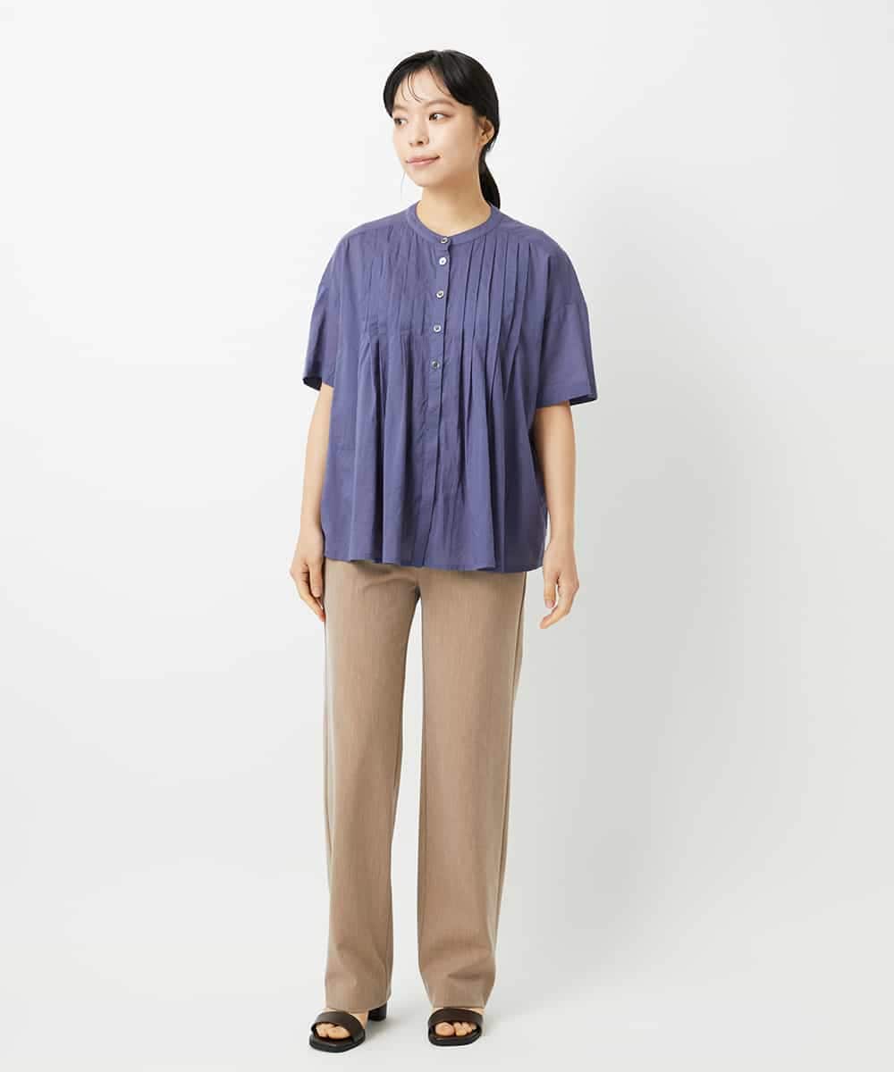 NHBHD01170 GIANNI LO GIUDICE(小さいサイズ)(メゾン ドゥ サンク) コットンボイルピンタックブラウス カーキ