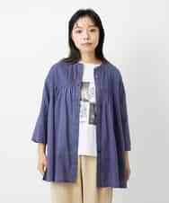 NHBHD02180 GIANNI LO GIUDICE(小さいサイズ)(メゾン ドゥ サンク) コットンボイルピンタックロングブラウス カーキ