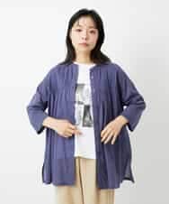 NHBHD02180 GIANNI LO GIUDICE(小さいサイズ)(メゾン ドゥ サンク) コットンボイルピンタックロングブラウス カーキ