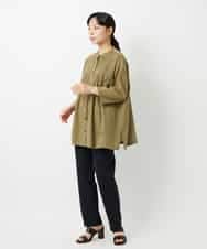 NHBHD02180 GIANNI LO GIUDICE(小さいサイズ)(メゾン ドゥ サンク) コットンボイルピンタックロングブラウス カーキ