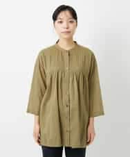 NHBHD02180 GIANNI LO GIUDICE(小さいサイズ)(メゾン ドゥ サンク) コットンボイルピンタックロングブラウス カーキ