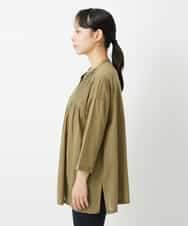 NHBHD02180 GIANNI LO GIUDICE(小さいサイズ)(メゾン ドゥ サンク) コットンボイルピンタックロングブラウス カーキ