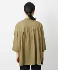 NHBHD02180 GIANNI LO GIUDICE(小さいサイズ)(メゾン ドゥ サンク) コットンボイルピンタックロングブラウス カーキ