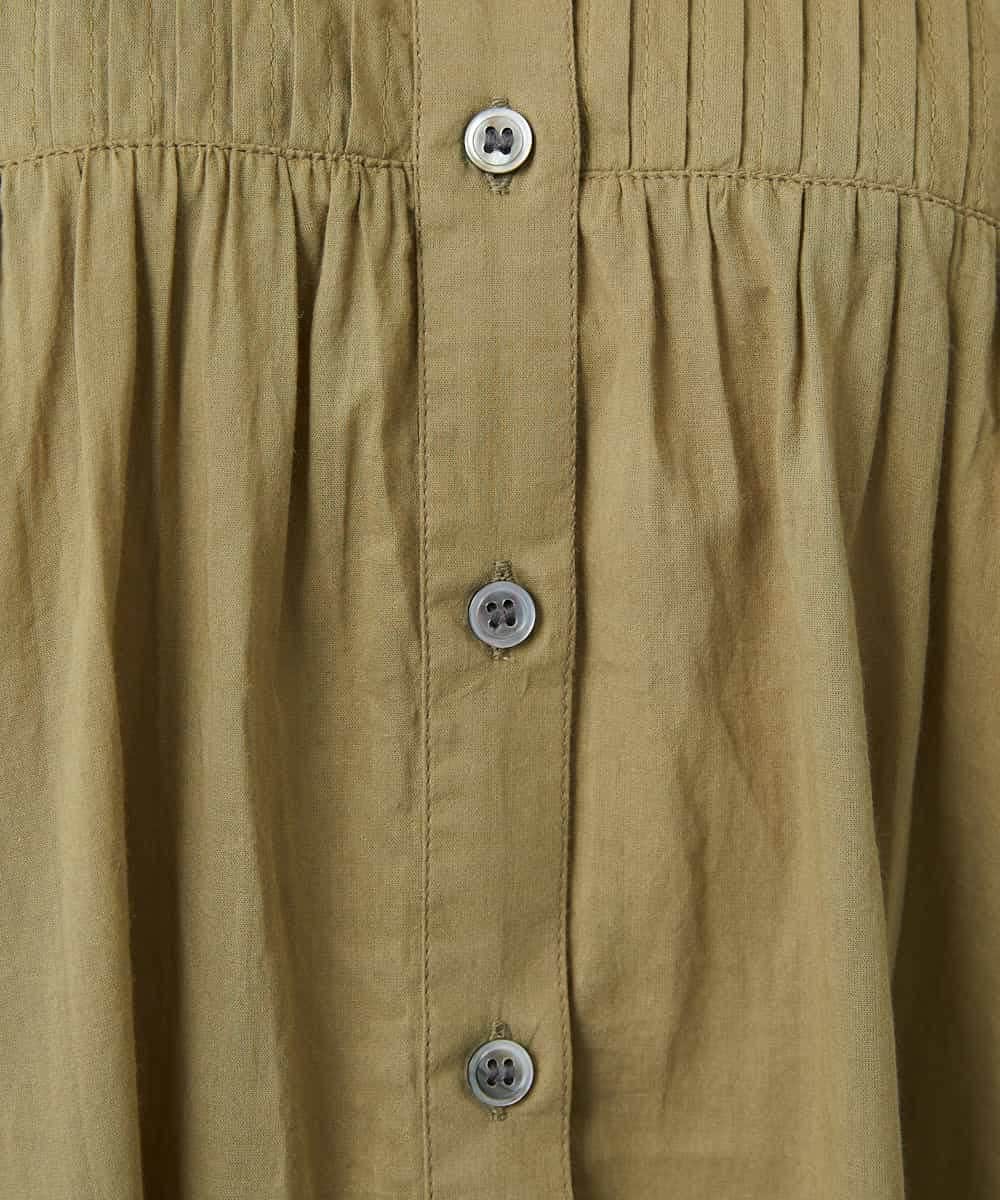 NHBHD02180 GIANNI LO GIUDICE(小さいサイズ)(メゾン ドゥ サンク) コットンボイルピンタックロングブラウス カーキ