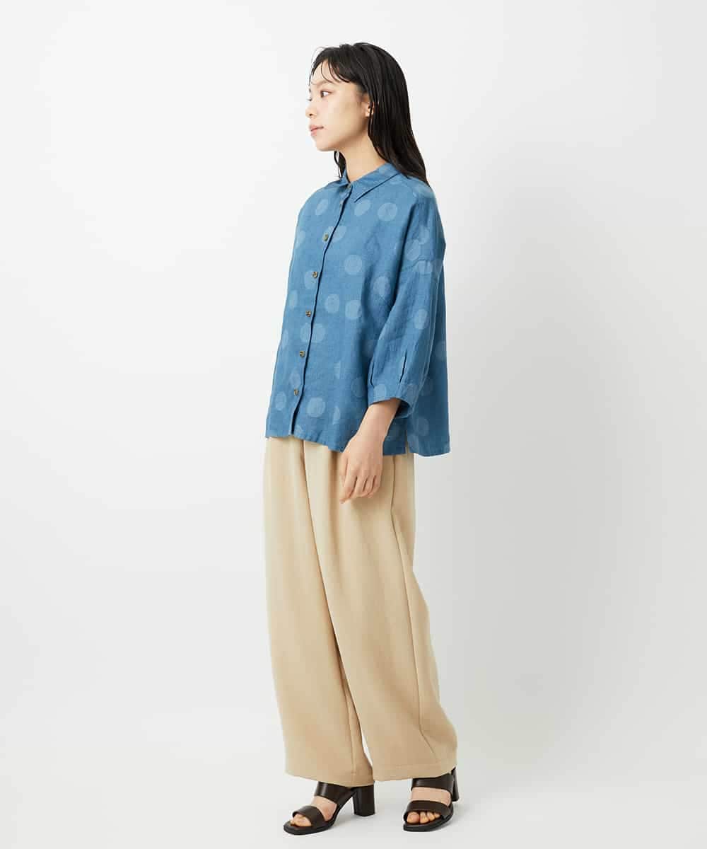 NHBHD06360 GIANNI LO GIUDICE(小さいサイズ)(メゾン ドゥ サンク) リネンドットブラウス ブルー