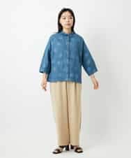 NHBHD06360 GIANNI LO GIUDICE(小さいサイズ)(メゾン ドゥ サンク) リネンドットブラウス ブルー