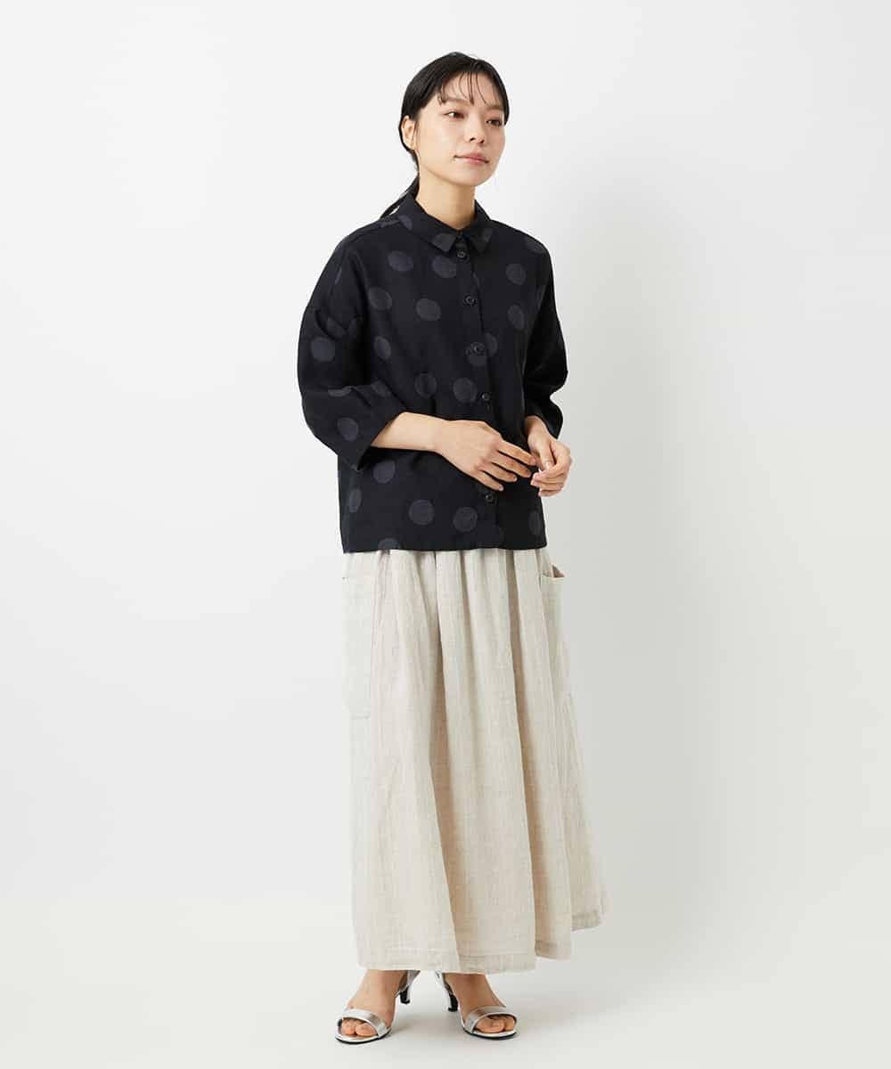NHBHD06360 GIANNI LO GIUDICE(小さいサイズ)(メゾン ドゥ サンク) リネンドットブラウス ブルー