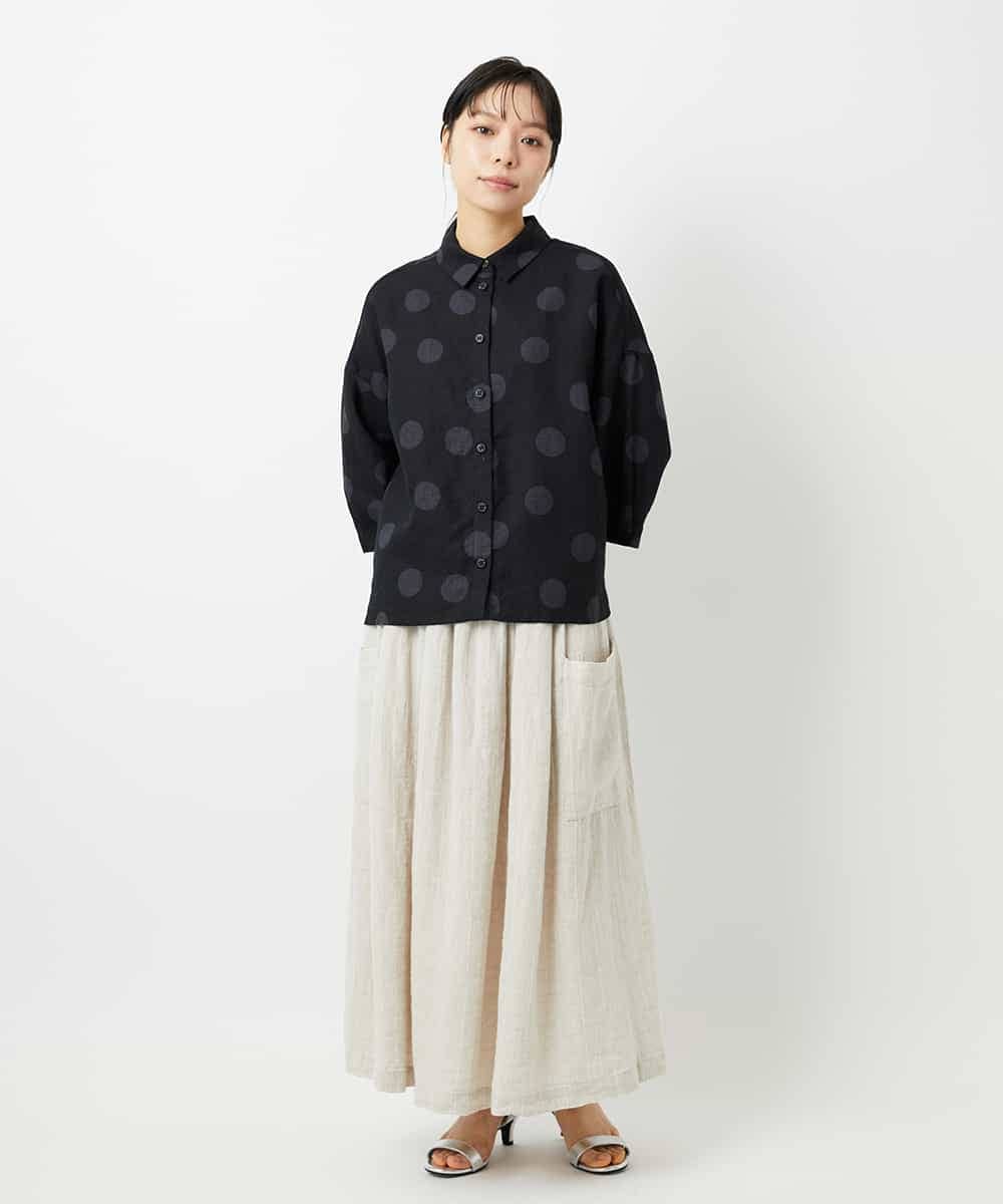 NHBHD06360 GIANNI LO GIUDICE(小さいサイズ)(メゾン ドゥ サンク) リネンドットブラウス ブルー