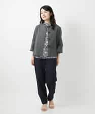 NHBHF80270 GIANNI LO GIUDICE(小さいサイズ)(メゾン ドゥ サンク) 綿麻ワッシャーペプラムデザインブラウス ブラウン