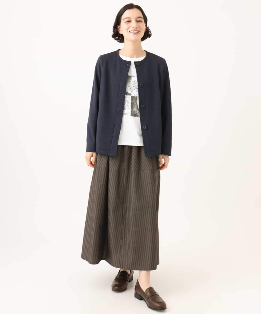 NHDAI83270 GIANNI LO GIUDICE(小さいサイズ)(メゾン ドゥ サンク) [セットアップ対応]デニムジャージーノーカラージャケット ネイビー