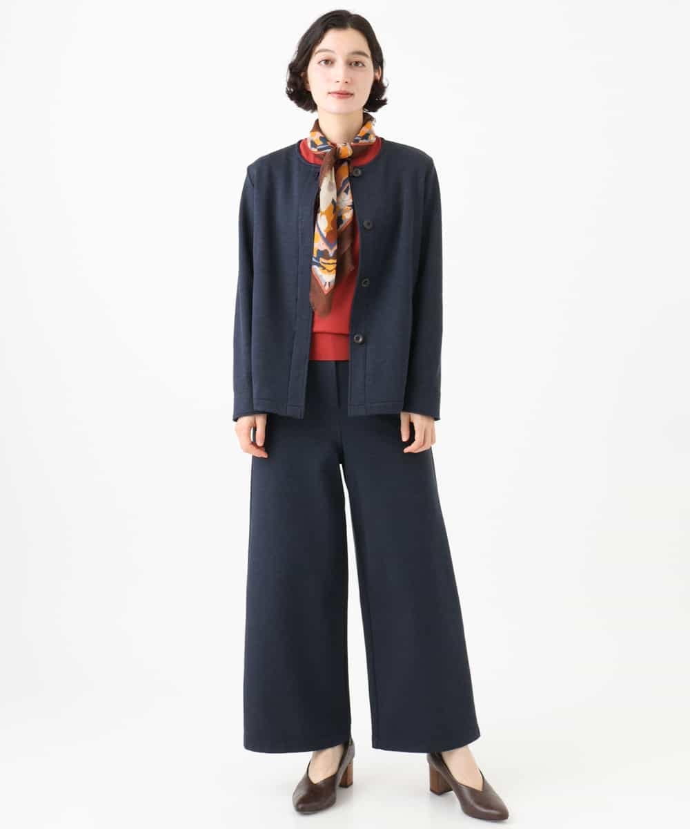 NHDAI83270 GIANNI LO GIUDICE(小さいサイズ)(メゾン ドゥ サンク) [セットアップ対応]デニムジャージーノーカラージャケット ネイビー