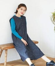NHEGF85360 GIANNI LO GIUDICE(小さいサイズ)(メゾン ドゥ サンク) [セットアップ対応]デニムライクジャンパースカート ネイビー