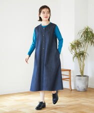 NHEGF85360 GIANNI LO GIUDICE(小さいサイズ)(メゾン ドゥ サンク) [セットアップ対応]デニムライクジャンパースカート ネイビー