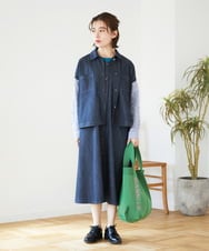 NHEGF85360 GIANNI LO GIUDICE(小さいサイズ)(メゾン ドゥ サンク) [セットアップ対応]デニムライクジャンパースカート ネイビー