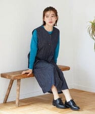 NHEGF85360 GIANNI LO GIUDICE(小さいサイズ)(メゾン ドゥ サンク) [セットアップ対応]デニムライクジャンパースカート ネイビー