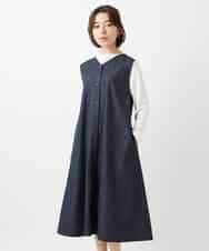 NHEGF85360 GIANNI LO GIUDICE(小さいサイズ)(メゾン ドゥ サンク) [セットアップ対応]デニムライクジャンパースカート ネイビー