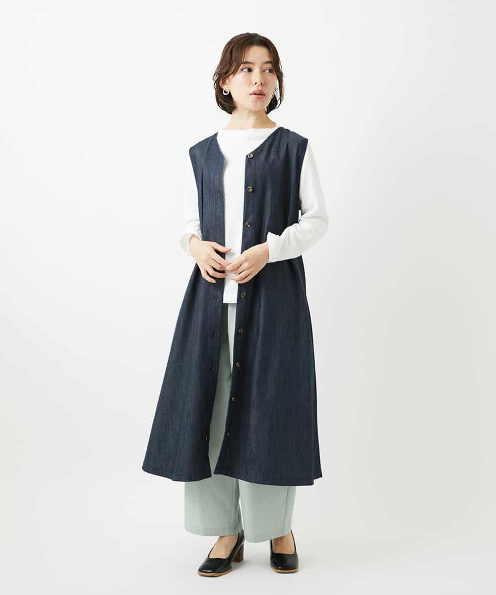 NHEGF85360 GIANNI LO GIUDICE(小さいサイズ)(メゾン ドゥ サンク) [セットアップ対応]デニムライクジャンパースカート ネイビー