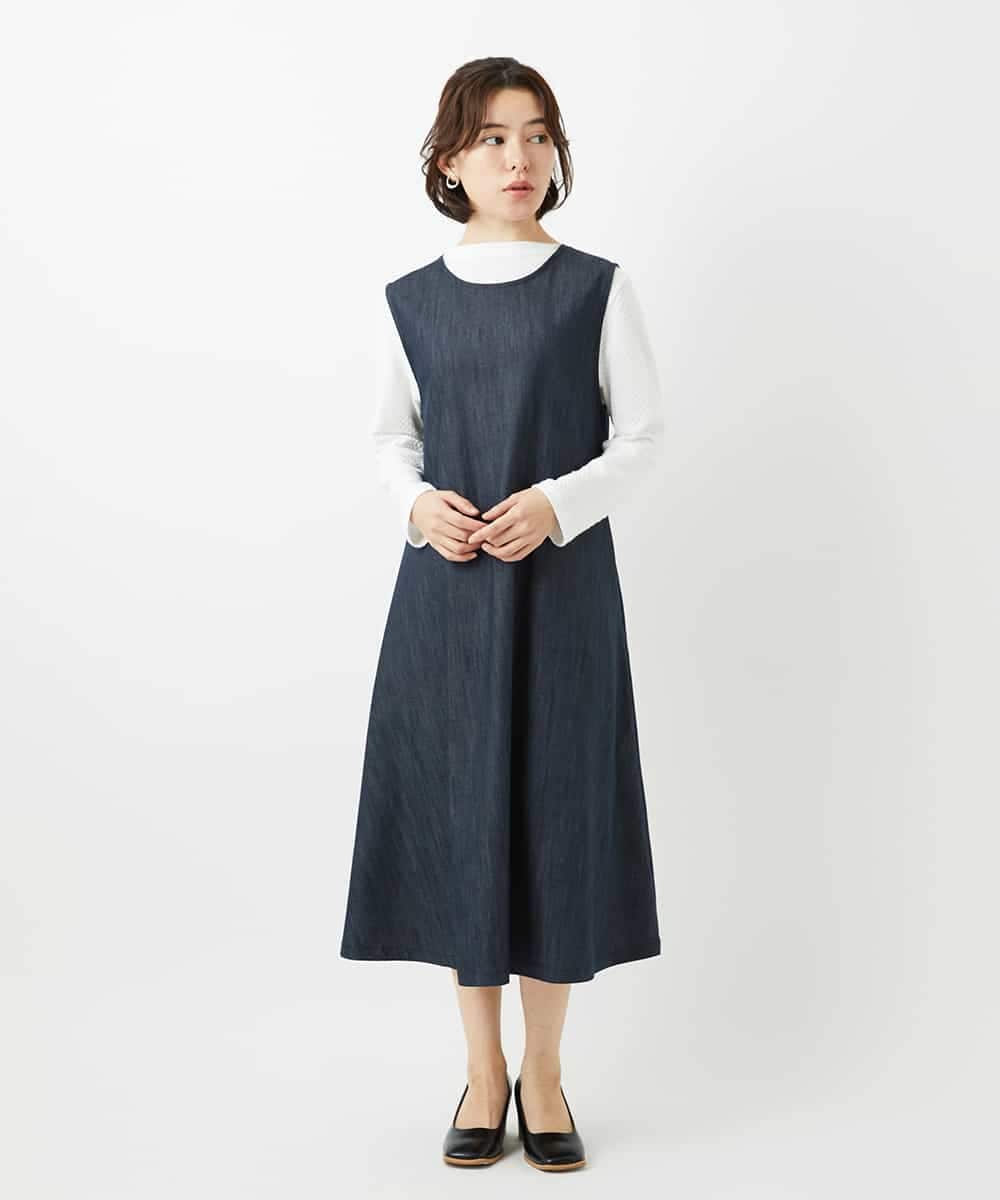 NHEGF85360 GIANNI LO GIUDICE(小さいサイズ)(メゾン ドゥ サンク) [セットアップ対応]デニムライクジャンパースカート ネイビー