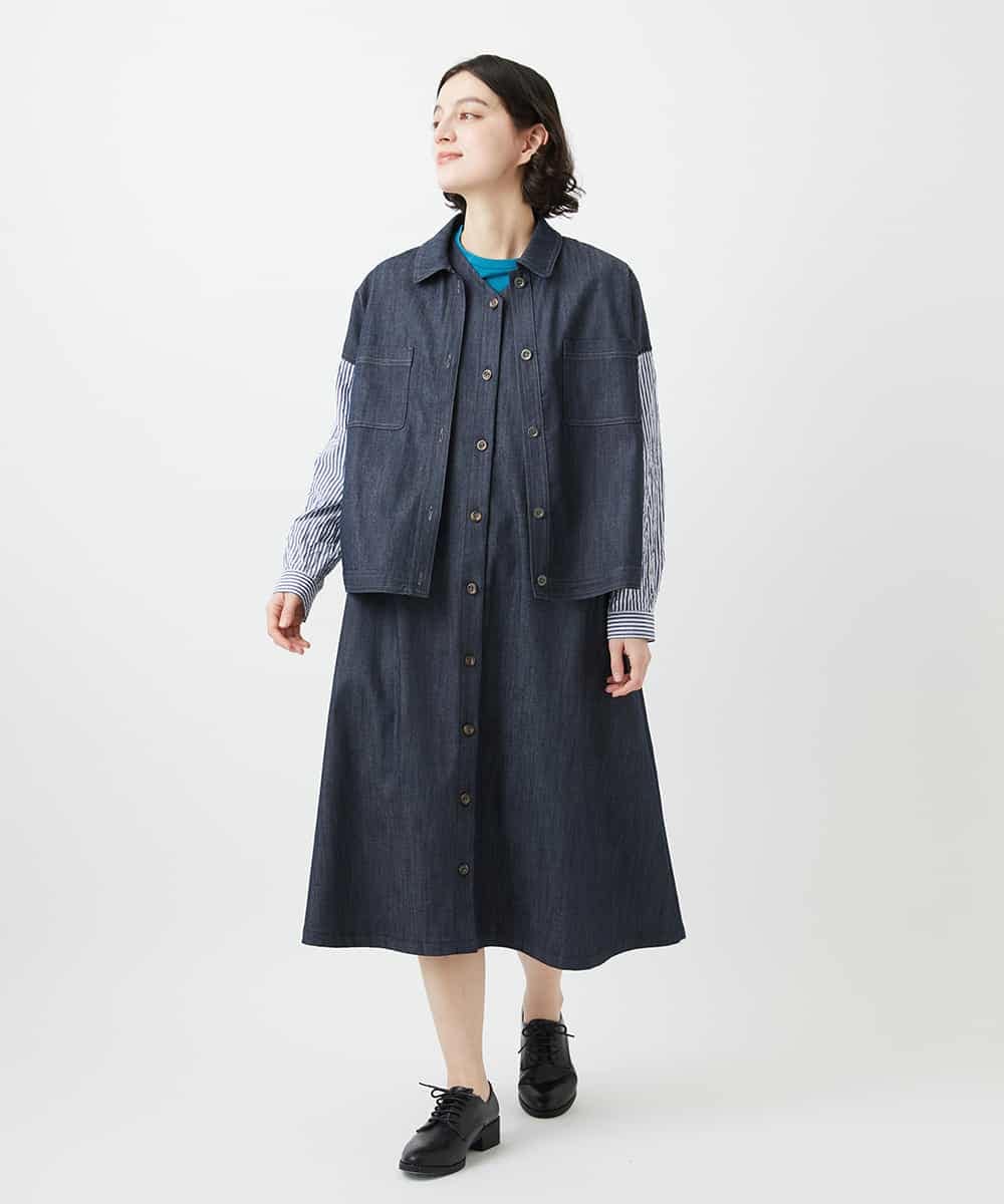 NHEGF85360 GIANNI LO GIUDICE(小さいサイズ)(メゾン ドゥ サンク) [セットアップ対応]デニムライクジャンパースカート ネイビー
