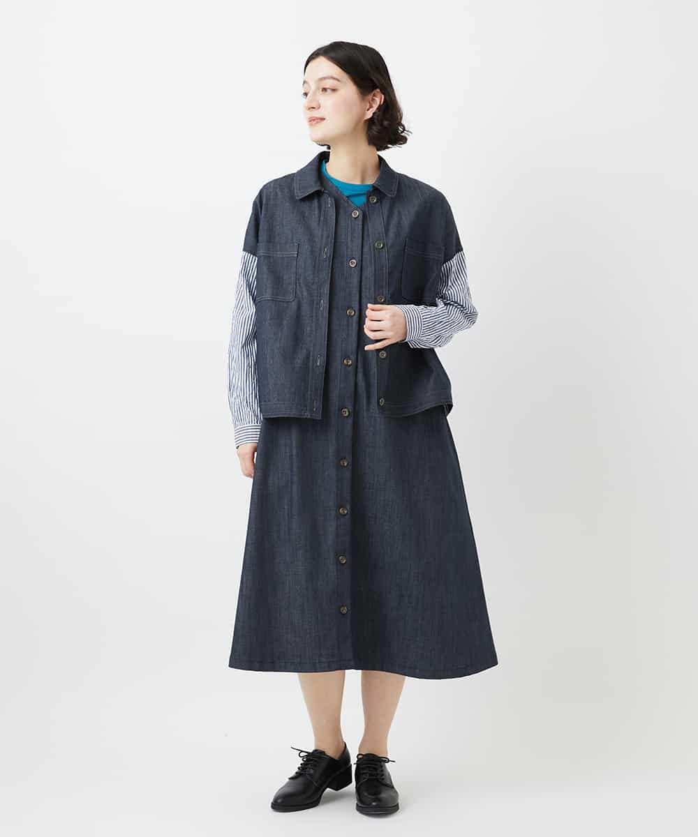 NHEGF85360 GIANNI LO GIUDICE(小さいサイズ)(メゾン ドゥ サンク) [セットアップ対応]デニムライクジャンパースカート ネイビー