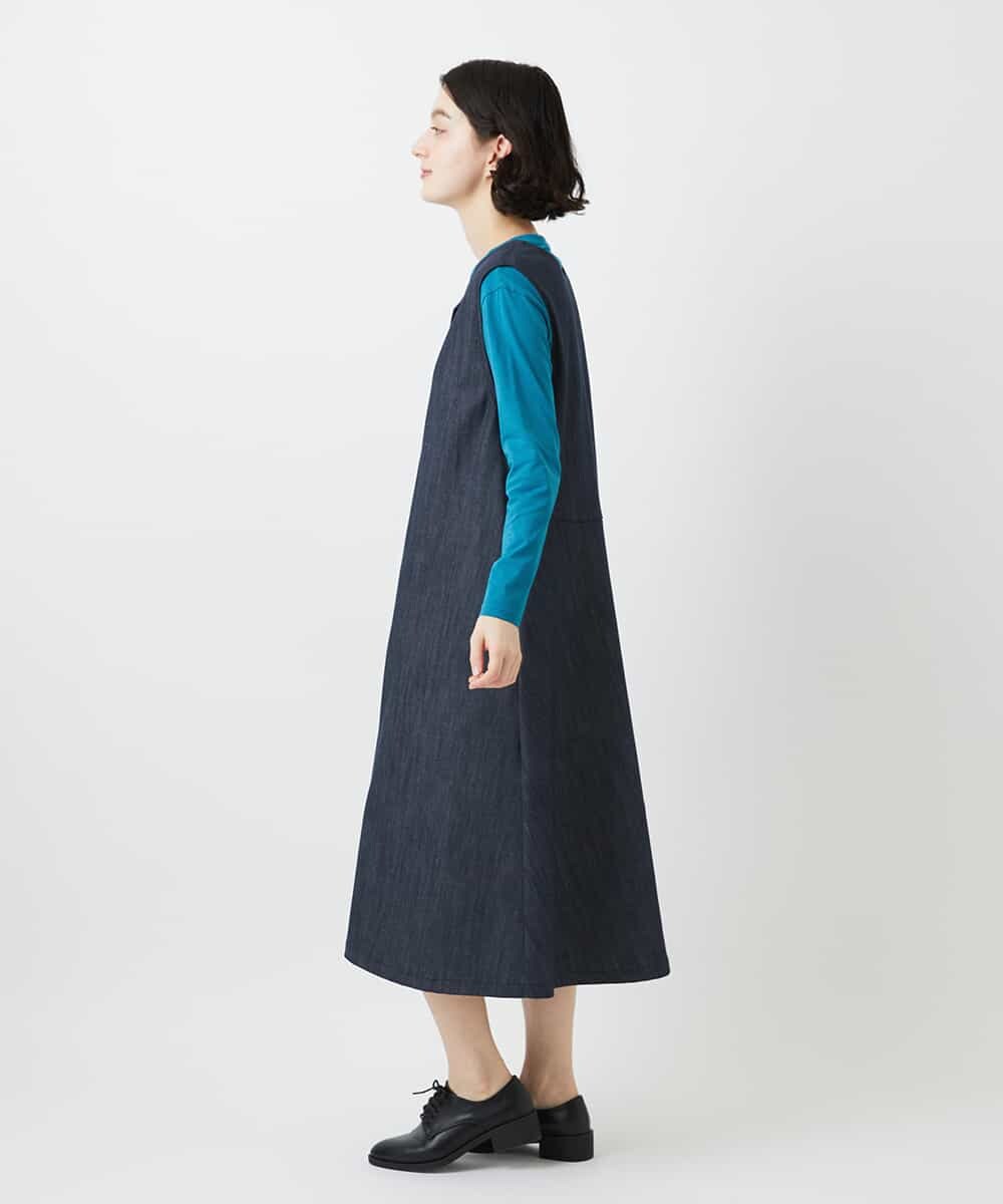 NHEGF85360 GIANNI LO GIUDICE(小さいサイズ)(メゾン ドゥ サンク) [セットアップ対応]デニムライクジャンパースカート ネイビー