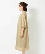 NHEHE60330 GIANNI LO GIUDICE(小さいサイズ)(メゾン ドゥ サンク) 麻シャンブレープリントワンピース イエローベージュ