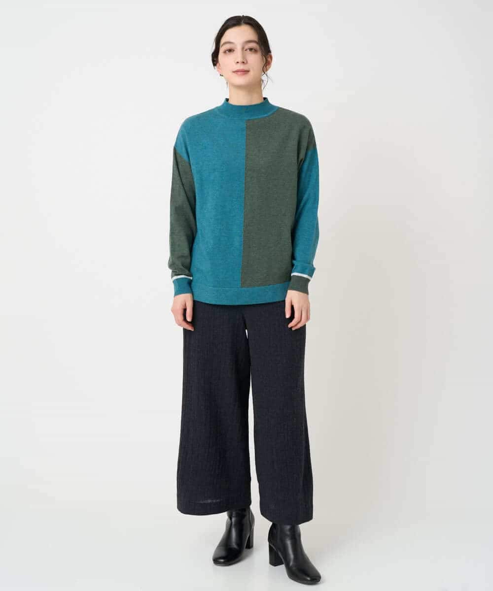 NHFAF14220 GIANNI LO GIUDICE(小さいサイズ)(メゾン ドゥ サンク) バイカラーニット ブルー