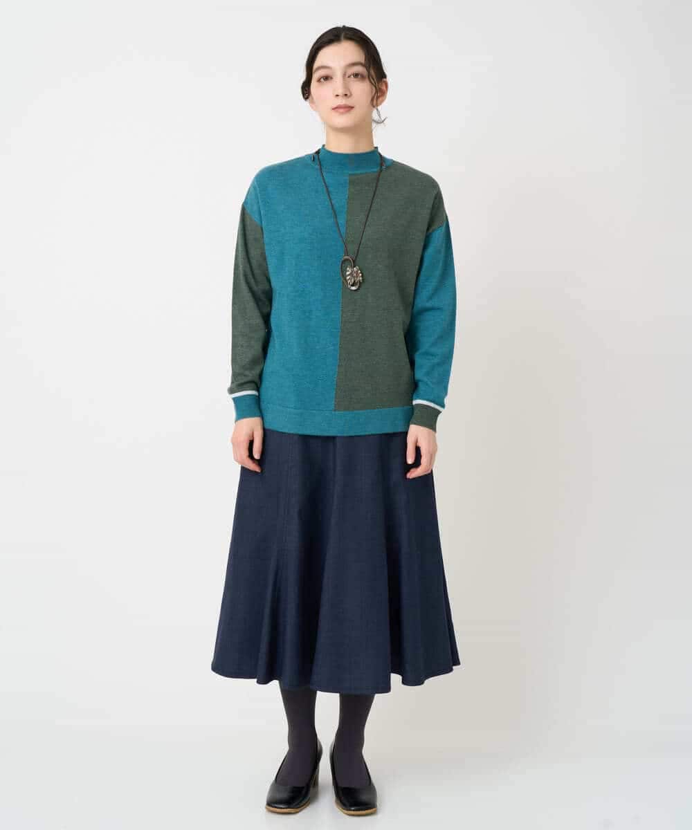NHFAF14220 GIANNI LO GIUDICE(小さいサイズ)(メゾン ドゥ サンク) バイカラーニット ブルー