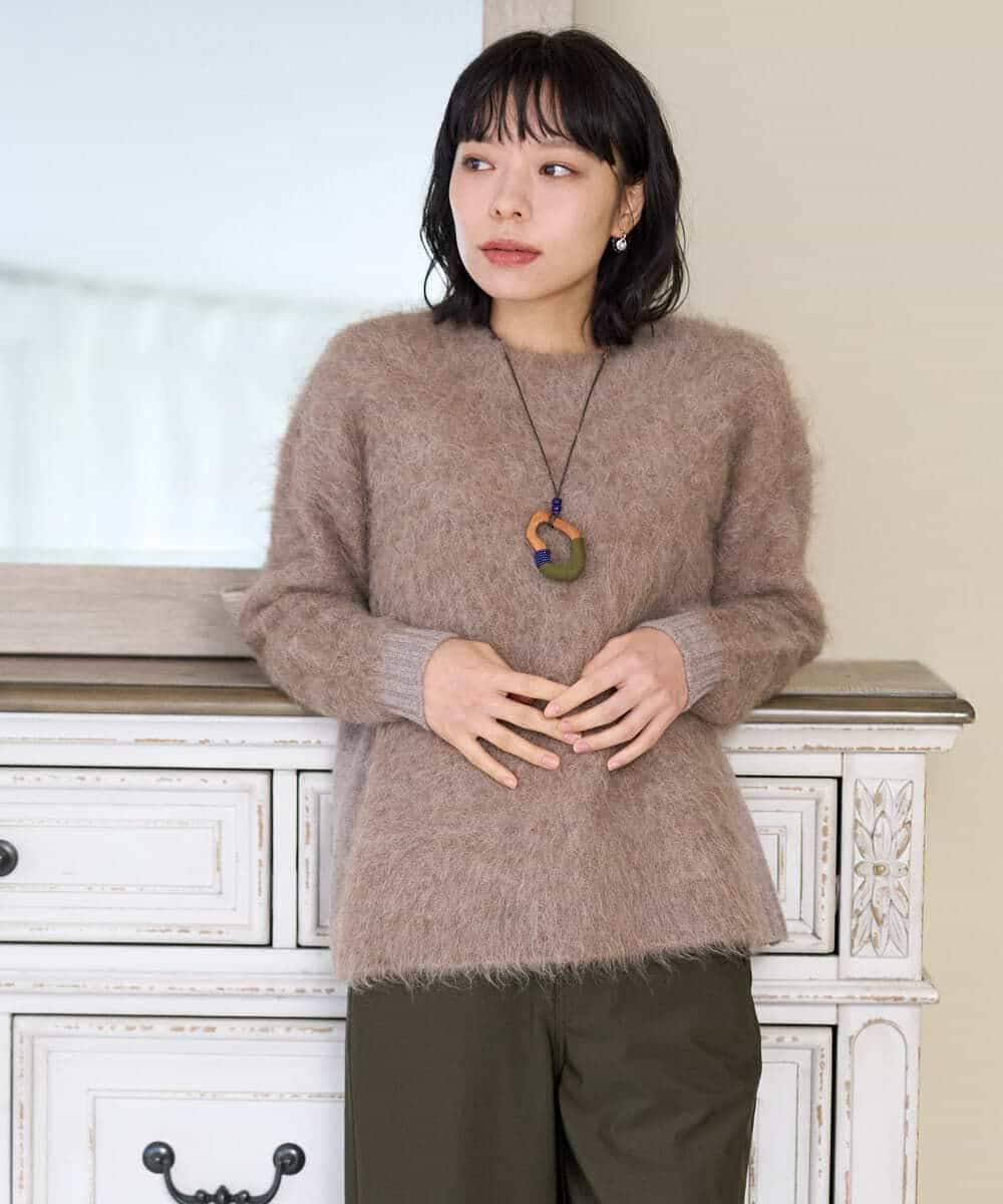 NHFAH36330 GIANNI LO GIUDICE(小さいサイズ)(メゾン ドゥ サンク) アルパカファーニット ベージュ