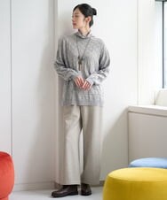 NHFAH46270 GIANNI LO GIUDICE(小さいサイズ)(メゾン ドゥ サンク) エクストラファインウールブロックチェックニット レッド