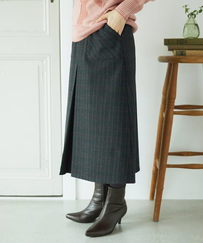 NHHAE21290 GIANNI LO GIUDICE(小さいサイズ) レーヨン混ストレッチチェックスカート