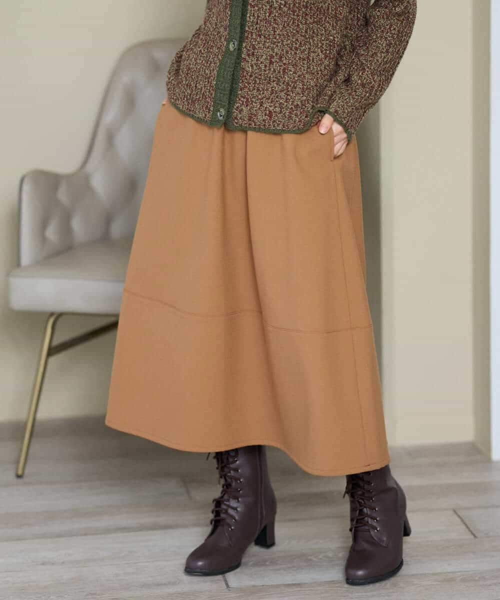 NHHAH36270 GIANNI LO GIUDICE(小さいサイズ)(メゾン ドゥ サンク) [日本製]2WAYツイル裏起毛スカート ベージュ