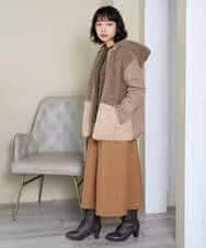 NHHAH36270 GIANNI LO GIUDICE(小さいサイズ)(メゾン ドゥ サンク) [日本製]2WAYツイル裏起毛スカート ベージュ