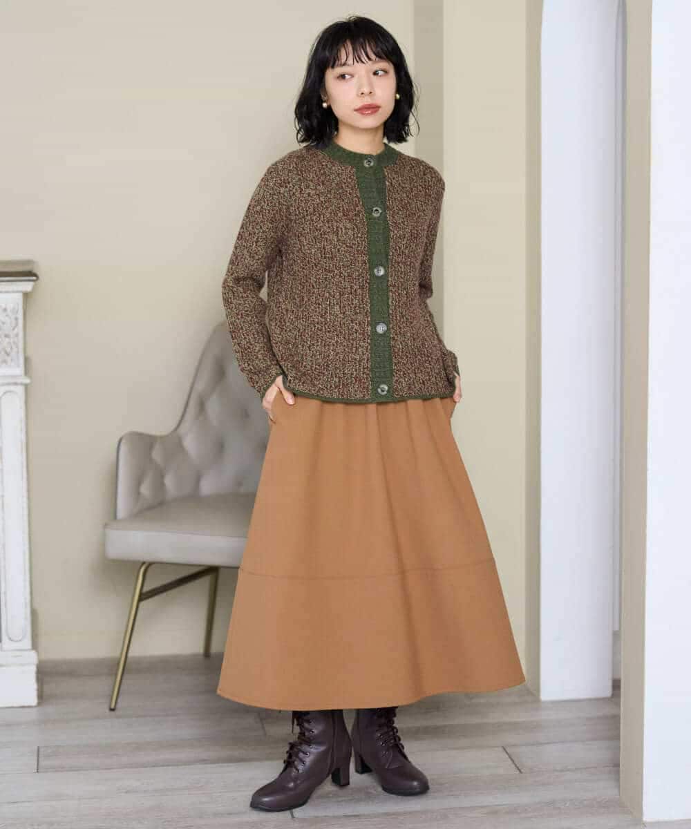 NHHAH36270 GIANNI LO GIUDICE(小さいサイズ)(メゾン ドゥ サンク) [日本製]2WAYツイル裏起毛スカート ベージュ