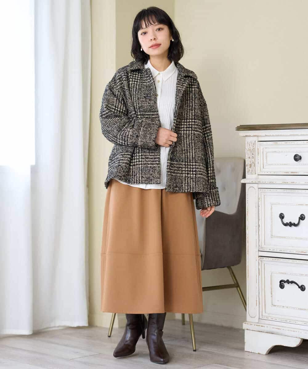 NHHAH36270 GIANNI LO GIUDICE(小さいサイズ)(メゾン ドゥ サンク) [日本製]2WAYツイル裏起毛スカート ベージュ