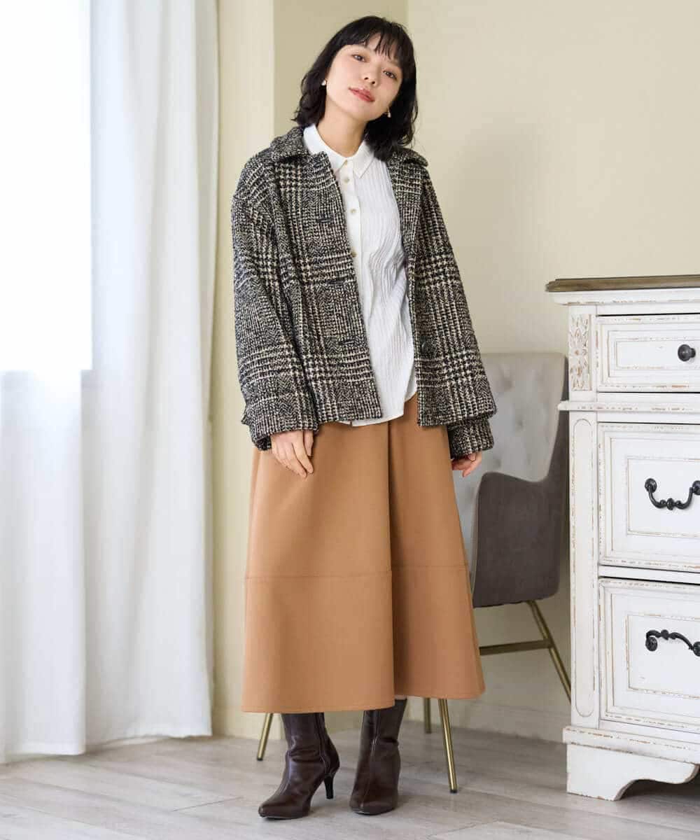 NHHAH36270 GIANNI LO GIUDICE(小さいサイズ)(メゾン ドゥ サンク) [日本製]2WAYツイル裏起毛スカート ベージュ