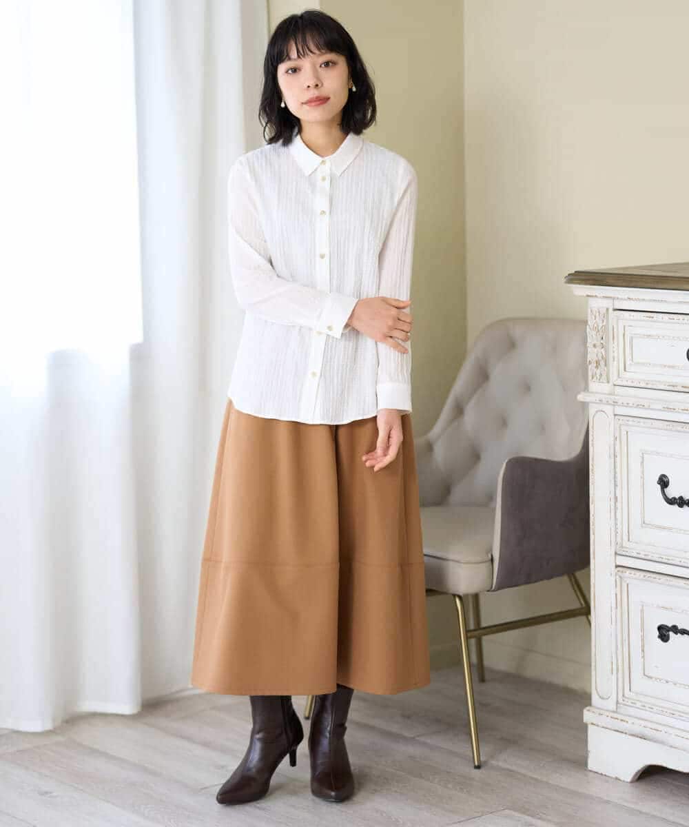 NHHAH36270 GIANNI LO GIUDICE(小さいサイズ)(メゾン ドゥ サンク) [日本製]2WAYツイル裏起毛スカート ベージュ