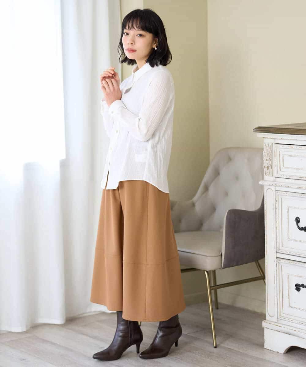NHHAH36270 GIANNI LO GIUDICE(小さいサイズ)(メゾン ドゥ サンク) [日本製]2WAYツイル裏起毛スカート ベージュ