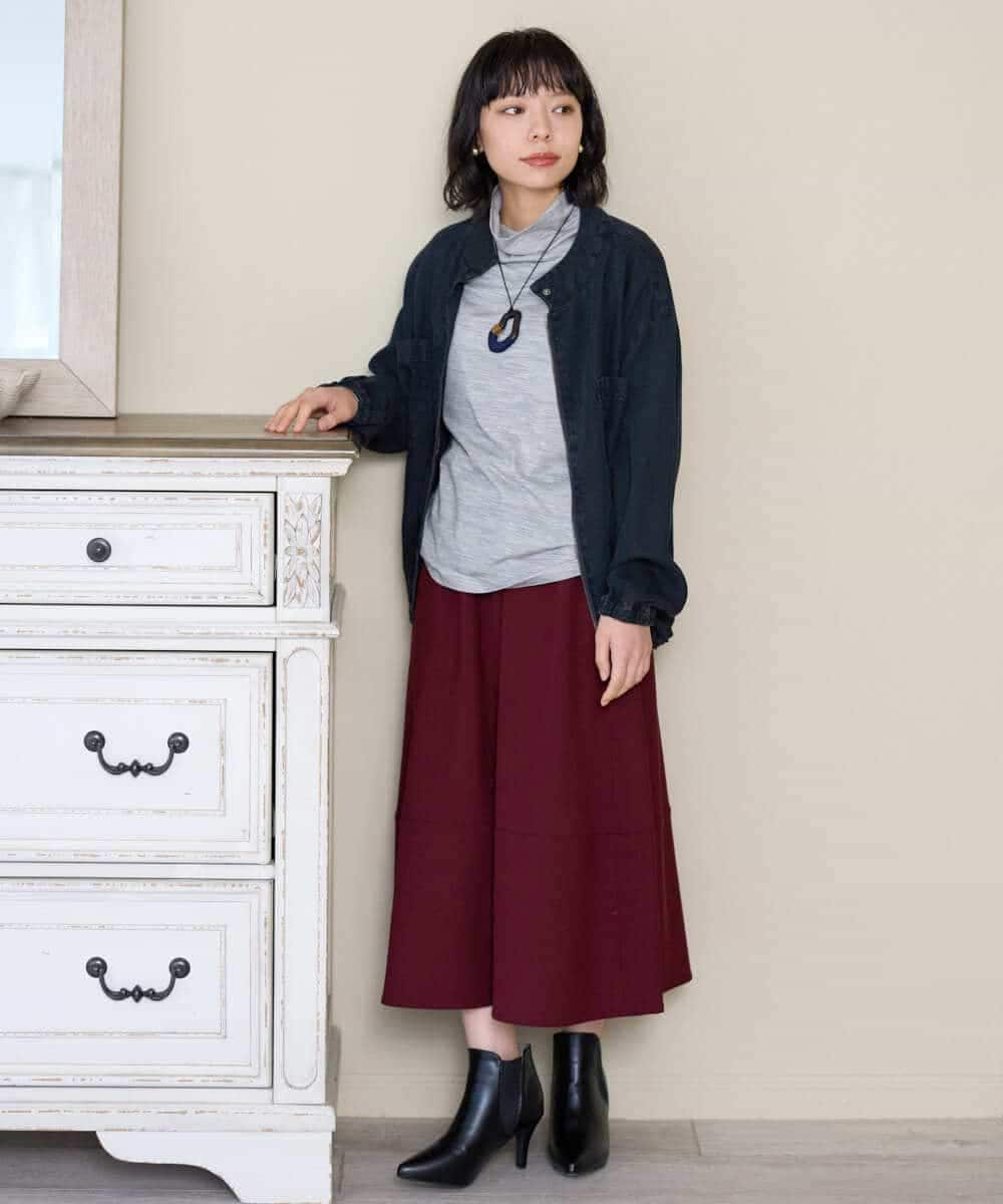 NHHAH36270 GIANNI LO GIUDICE(小さいサイズ)(メゾン ドゥ サンク) [日本製]2WAYツイル裏起毛スカート ベージュ