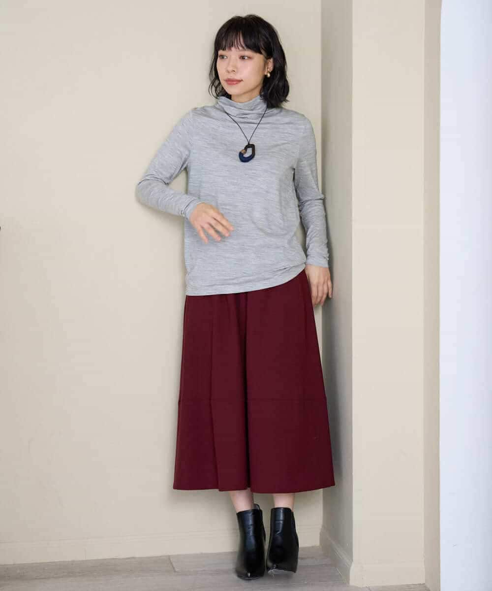 NHHAH36270 GIANNI LO GIUDICE(小さいサイズ)(メゾン ドゥ サンク) [日本製]2WAYツイル裏起毛スカート ベージュ