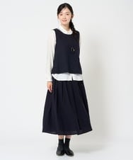 NHHAH46330 GIANNI LO GIUDICE(小さいサイズ)(メゾン ドゥ サンク) [セットアップ対応]ウールリファインガーゼスカート ネイビー
