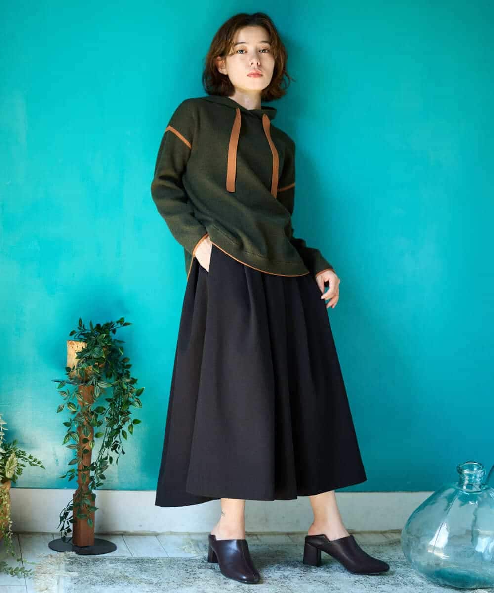 NHHAI86290 GIANNI LO GIUDICE(小さいサイズ)(メゾン ドゥ サンク) [セットアップ対応]タックフレアースカート ベージュ